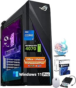 ASUS ROG-g16ch Gaming Desktop Tower - NVIDIA GeForce RTX 4070 Dual Intel i7-13700KF Up to 5.4 GHz(16-Core,24-Thread) Windows 11 Pro & Office License 64GB RAM, 4TB SSD, 2TB HDD