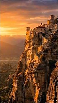 Ancient Monasteries of Meteora,Greece on Sky High Cliffs.