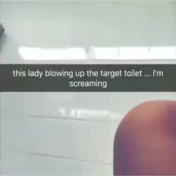 Lady blowing up the target toilet