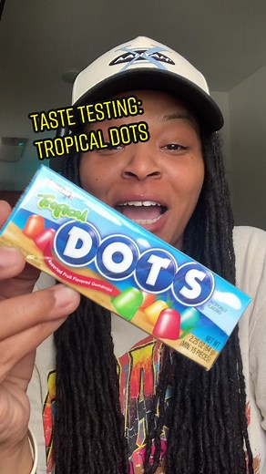 Lets try Tropical Dots ‘ Assorted fruit flavored gumdrops! First released in 1945! #tastetest #candyreview #dots #candy #candytok #tryingcandy #nostalgiccandy