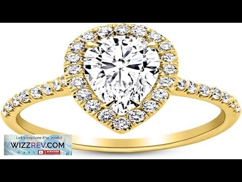 14K White Gold 5.75 Carat LAB GROWN DIAMOND Halo Pear Cut Diamond