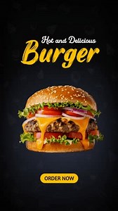Burger commercial flyer video, Burger marketing video, Cheese burger advertisement poster, Hamburger ad poster, Food motion graphics.