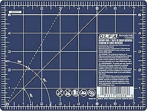 OLFA 6" x 8" Self Healing Rotary Cutting Mat (RM-6x8/NBL) - Double Sided 6x8 Inch Cutting Mat with Grid for Fabric, Sewing, Quilting, & Crafts, Designed for Use with Rotary Cutters (Navy)