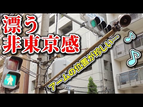 【信号機】見た目が東京っぽくないメロディ信号！杉並区天沼陸橋南交差点(Traffic Light with Sound in Japan)