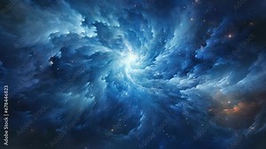 A massive, swirling galaxy of cobalt, with stars and nebulae made of shimmering blue energy, all spinning together in a majestic, cosmic ballet.