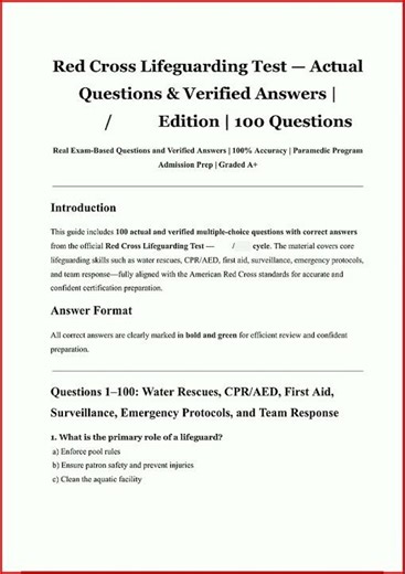 Red Cross Lifeguarding Test Actual Questions Verified Answer video