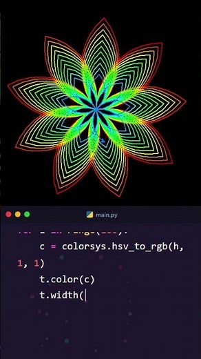 Amazing Python Turtle Graphics Design | Rainbow Neon Spiral #shorts