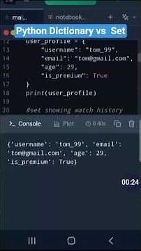Python Dictionary vs Set #pythontutorial #coding #python #shorts #pythonprogramming
