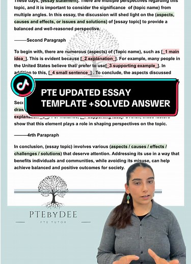PTE Updated Essay Writing Template and Solved Answer