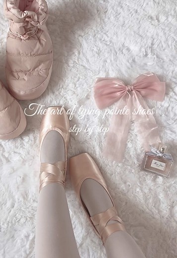 How to tie pointe shoes – step by step 🩰✨ #balletdancer #ballerina #balletaesthetic #ballettutorial #pointeshoes