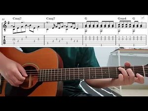 Yellow (Coldplay) - Easy Fingerstyle Guitar Playthough Tutorial Lesson With Tabs