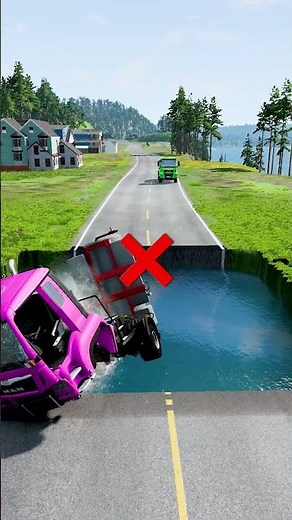 Tanker trucks vs huge water pit #36 | BeamNG Peak | #monstertruck #beamngdrivemods #beamnglive