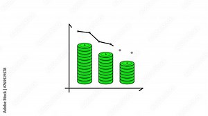 animated video of economic growth curve with coin icon. looping motion graphic of finance theme