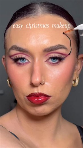 10K views · 40 reactions | easy christmas makeup PRODUCTS @hudabeauty easy blur foundation @nyxcosmetics_uk epic ink liner @maccosmeticsuki ruby woo lipstick @officialbyredo lipstick @mehronmakeup paradise paints @morphebrushes eyeshadow palette #makeup #christmasmakeup #christmas2025 #fairylights #christmaslightsmakeup | Emma Farrell Beauty | Facebook