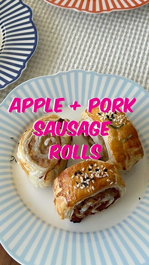 MY PIG IN A BLANKET - These Pork and Apple Sausage Rolls are the ultimate savoury-sweet combo – perfect for snacking or sharing and great for game time! Ingredients 500gm Pork, minced pork 1 Apple green apple skin on, finely diced 50g Breadcrumbs 50g Parmesan cheese 1Tb Seeded Mustard 2Tb Thyme, chopped 2 Eggs, through mixture other for egg wash 1tsp Fresh thyme leaves, extra and sesame seeds 2 Puff Pastry, sheets butter puff just thawed Tomato Sauce HOW TO 1. Preheat oven to 185c. line oven tra