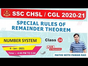 Special Rule Of Remainder Theorem | Number System | Video No.-24 | By pawan rao