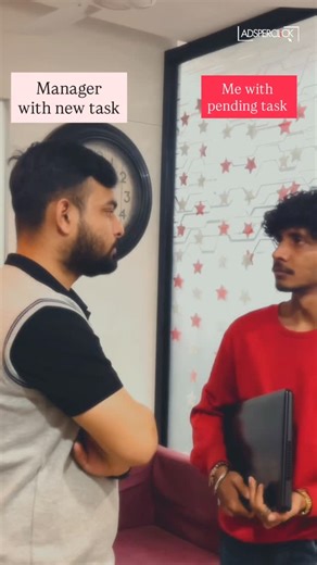 Adsperclick on Instagram: "Manager with a new task 😐 Me still finishing yesterday’s pending ones 😅 #Adsperclick #CorporateLife #OfficeHumor #WorkVibes #RelatableReels"