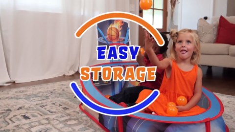 Large Basketball Sport Pop Up Ball Tent with Basketball Hoop and 20 Soft Balls for Toddler Kids, Folds for Easy Storage