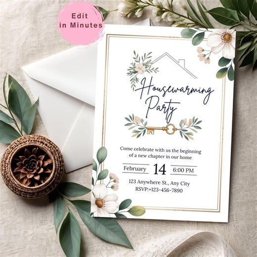 Editable Housewarming Invitation, Housewarming Party Invite, Modern Minimalistic, Home Sweet Home, New Home Card, Printable Template - Etsy