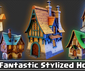 ArtStation - 15 Fantastic Stylized Houses Game Ready VOL01 | Game Assets