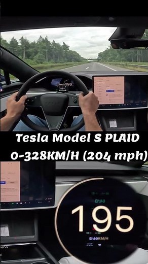 Tesla Model S Plaid's Insane Acceleration from 0-328 KM/H on the Autobahn #shorts #tesla