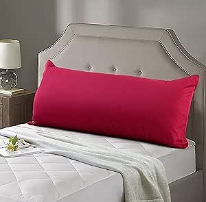 Evolive New 300TC Thread Count 100% Cotton Body Pillow Cover/Case Replacement with Hidden Zipper Closure 21"x54" (Red)