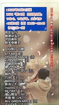 2025📺第76回「#紅白歌合戦」出場歌手一覧 BGM #三丘翔太「たった二年と二ヶ月で」#紅白 #紅白歌合戦 #歌手 #歌 #演歌歌手 #懐メロボーイ #欽ちゃんファミリー #大晦日 #NHK