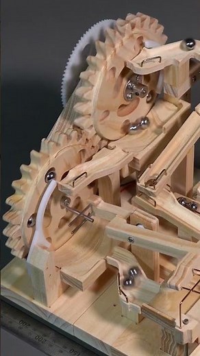 Kinetic Art Marble Machine G1 Double Gears Lift - Module 2 #woodmarblemachine
