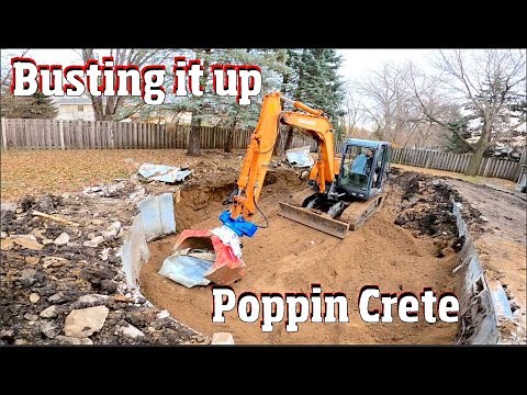 Pool Removal GONE WRONG. Breaking up the Pool & popping concrete 4 k video