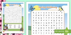 KS1 Spring Wellbeing Self-Care Word Search