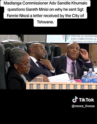 Madlanga Commissioner Adv Sandile Khumalo questions Gareth Mnisi on why he sent Sgt Fannie Nkosi a letter received by the City of Tshwane. Gareth Mnisi responds, saying it was a fraudulent letter and he needed Sgt Fannie Nkosi to advise on how the matter could be taken further #newsstories #southafrica #newslivesa #news