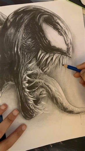 “Drawing Venom So Real It Looks Alive! 🖤| Venom Sketch Timelapse” #shorts #viral #sketch #venomart
