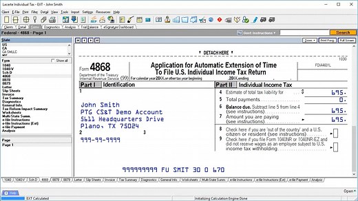 Intuit - Lacerte - Generate & File an Extension