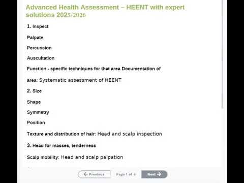 Advanced Health Assessment â€“ HEENT with expert solutions 2026/2027
