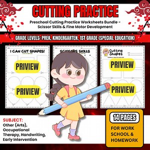 Preschool Cutting Practice Worksheets - Scissor Skills & Fine Motor Development