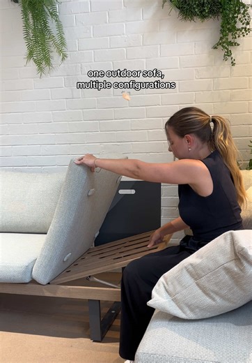 This modular lounge blends warm wood look tones and effortless luxury into a beautiful set up! Designed for slow mornings, long lunches and evenings that run late into the night ✨ The sofa can be lifted and adjusted to create a reclining lounger, offering the perfect spot to unwind 🙌🏻🤎 Shop online or instore 📍Brisbane | Sunshine Coast | Gold Coast | Sydney | Melbourne #outdoorfurniture #outdoorfurniturebrisbane #beigeaesthetic #outdoorlounge