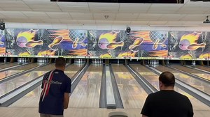 Big scores at the Bowlers Journal Championships! Newt McClellan of Columbus, Ohio, and three-time Eagle winner Dan Higgins Jr. of Lewis Center, Ohio, just combined for 1,557 in Open Doubles at All Star Lanes! Higgins also took over the top spot in Open Singles with 813! Higgins rolled games of 235, 299 and 279, and McClellan added 239, 237 and 268 for 744. Higgins also paired with Sweden's Kim Bolleby (710 series) to move into second in Open Doubles with 1,523. Watch as McClellan closes his fina