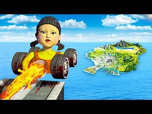 Jumping SQUID GAME CARS Across ENTIRE MAP In GTA 5! (Mods)