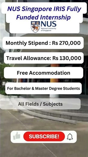 NUS Singapore IRIS Internship 2026 🇸🇬 Fully Funded Research Internship | Paid Internships