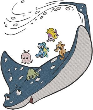 Cute Manta Ray with Seahorse Octopus Fish Turtle Embroidery Designs - Instant Do