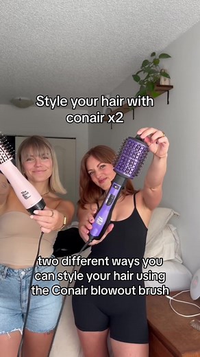 come style our hair 2 different ways using the conair blowout brush ✨ #conair #conairhair #conairhairbrush #blowoutbrush #hairtutorial #conairhairtools #hairhack #hairtricks #hairtips #howtohairstyles #dayinmylife #haireditorial