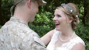 Marine makes bride cry on her wedding day