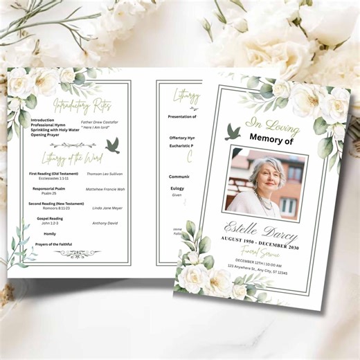Catholic Funeral Mass Program Template - Etsy