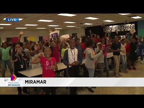 My Future My Choice distributes books at Annabel C. Perry Elementary School in Miramar