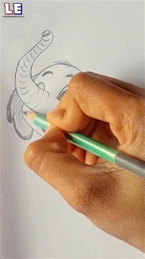 Cute Baby Elephant Drawing | Baby Elephant Easy Drawing #shorts #drawing #drawingforkids #trending