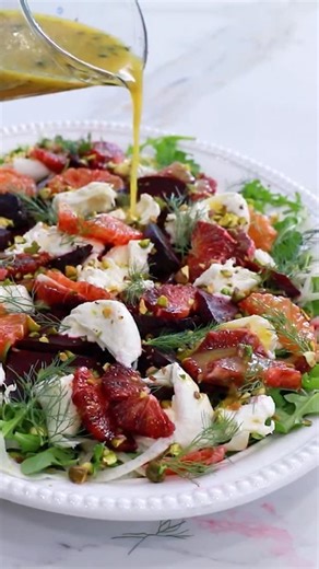 The most delicious roasted beet salad recipe! You’ll love this incredible burrata cheese and beet salad with thinly shaved fennel, loads of creamy burrata cheese, finely diced pistachios, and refreshing citrus, dressed in a homemade lemon vinaigrette dressing! This earthy and zesty salad pairs deliciously with roasted chicken or grilled steak. It’s great year-round for any dinner! Get all the recipe details on my website! Plus, watch my full-length YouTube video tutorial for more details! https: