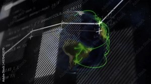 Opening on starfield rotating 3D globe tracing streams and scrolling code for visualizing insights