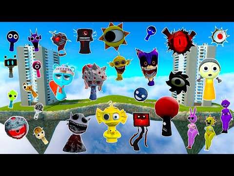 DESTROY MR SUN TREE FUN COMPUTER EVOLUTION ALL SPRUNKI FAMILY SPARTAN KICKING in SKY CONSTRUCT Gmod