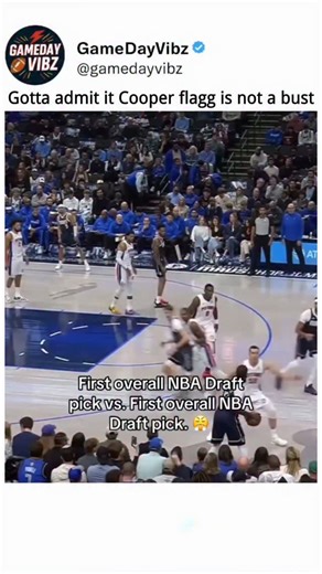 GameDayVibz on Instagram: "This clip captures one of the most jaw-dropping moments in recent basketball buzz—Cooper Flagg throwing down a powerful dunk over Cade Cunningham and instantly setting social media on fire. The play shows Flagg’s rare combination of size, athleticism, and fearlessness, rising up with authority against an established NBA star and finishing through contact like it was nothing. Moments like this are why Cooper Flagg is being called a generational talent, with elite instin