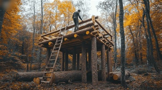 Build technologically modern forest houses with garden in forest